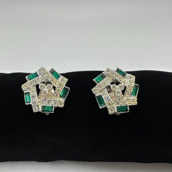 Vintage Sara Coventry Art Deco Clip On Earrings - Picture 1 of 6